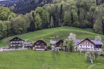 Fototapeta na wymiar Houses in the Alpine village. Austria.