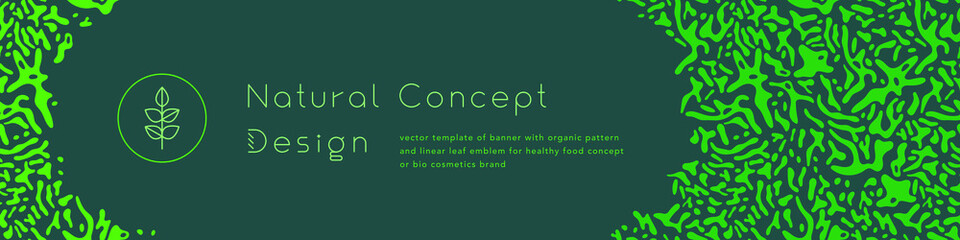Banner organic ingredients, template design for healthy food concept, vegetarian food banner for eco store and market, eco-friendly background, green thinking concept, environmentally friendly banner.