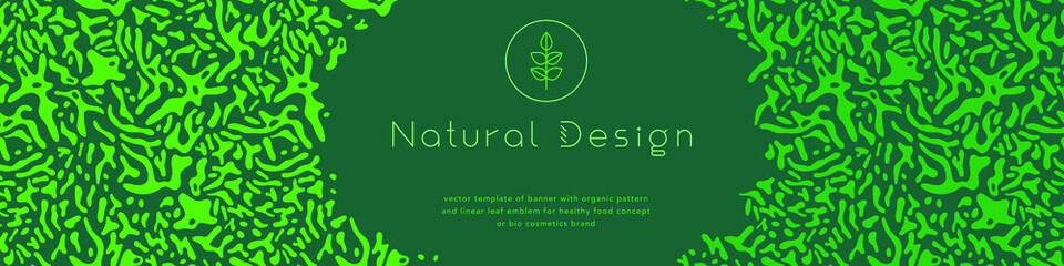 Banner organic ingredients, template design for healthy food concept, vegetarian food banner for eco store and market, eco-friendly background, green thinking concept, environmentally friendly banner.