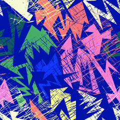 Abstract urban seamless pattern with curved geometry elements