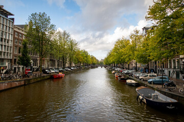 City Amsterdam in Autumn between canals