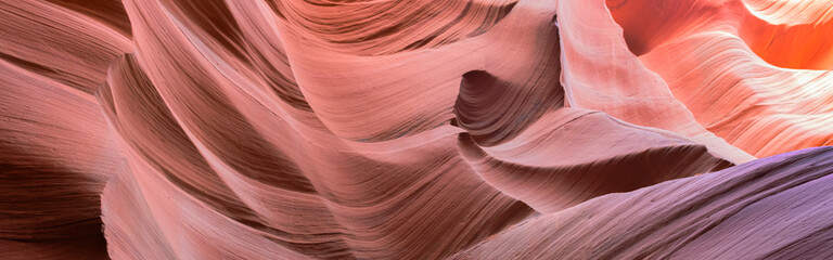 antelope canyon. panoramic colorful sandstone waves. abstract background walls. travel concept.