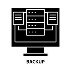 backup icon, black vector sign with editable strokes, concept illustration