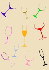 Wine glasses. Vector illustration on the background