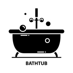 bathtub icon, black vector sign with editable strokes, concept illustration