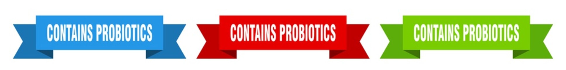 contains probiotics ribbon. contains probiotics isolated paper sign. banner