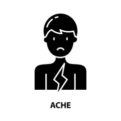 ache icon, black vector sign with editable strokes, concept illustration