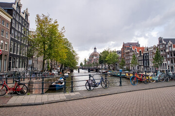 City Amsterdam in Autumn between canals