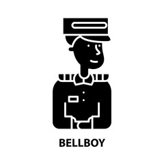 bellboy icon, black vector sign with editable strokes, concept illustration