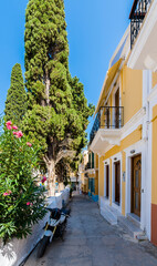 Symi Island street view in Greece.