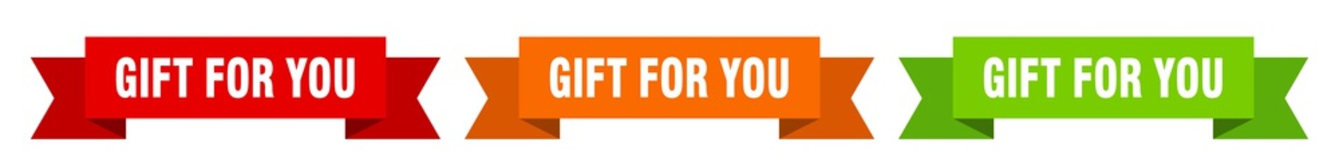 gift for you ribbon. gift for you isolated paper sign. banner