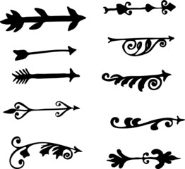 vector arrow,carved, design wrought , carved arrows, arrows winding, vectors, illustration