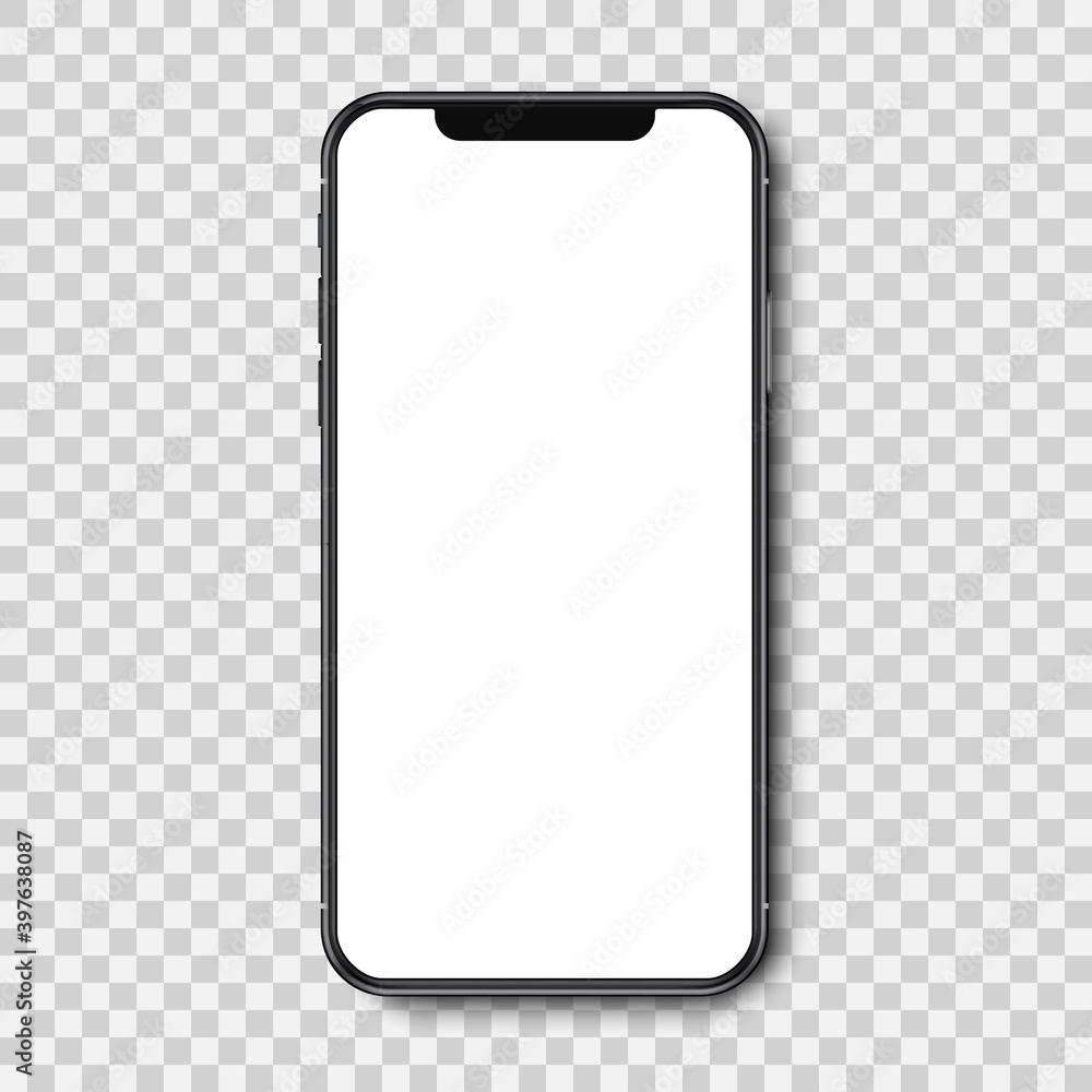 Poster trendy black model smartphone mockup with empty touch screen. detailed mockup smartphone, model mobi