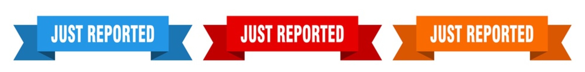 just reported ribbon. just reported isolated paper sign. banner