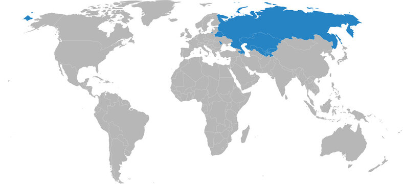 Commonwealth of Independent States (CIS) isolated on world map. Business concepts, travel, economy and politics.