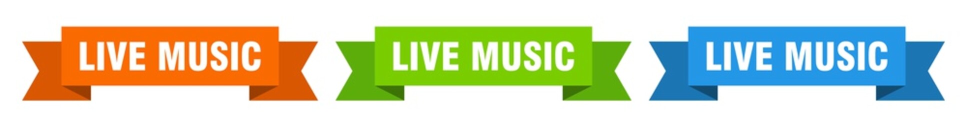 live music ribbon. live music isolated paper sign. banner