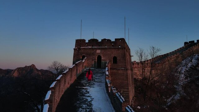 Aerial photography of the ancient Great Wall of China