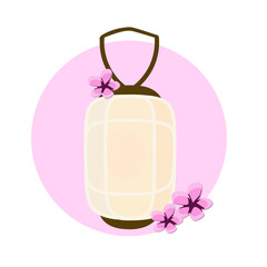 traditional Japanese lantern whith sacura in vector stickers 