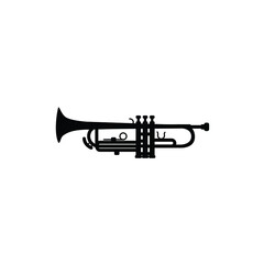 Illustration trumpet musical instrument jazz music hunter equipment logo vector