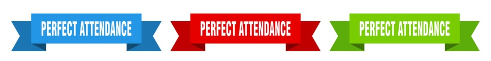 perfect attendance ribbon. perfect attendance isolated paper sign. banner
