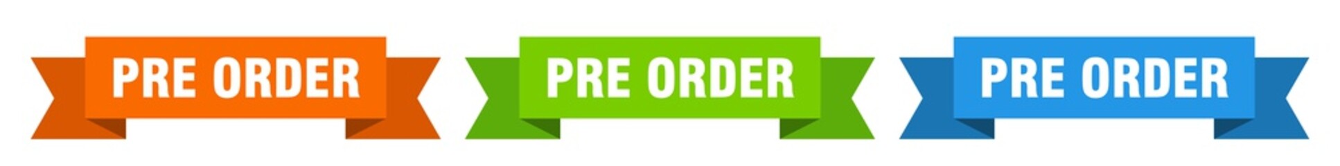 pre order ribbon. pre order isolated paper sign. banner