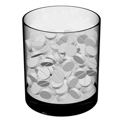 Glass with pills.