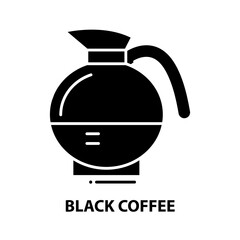 Obraz premium black coffee icon, black vector sign with editable strokes, concept illustration