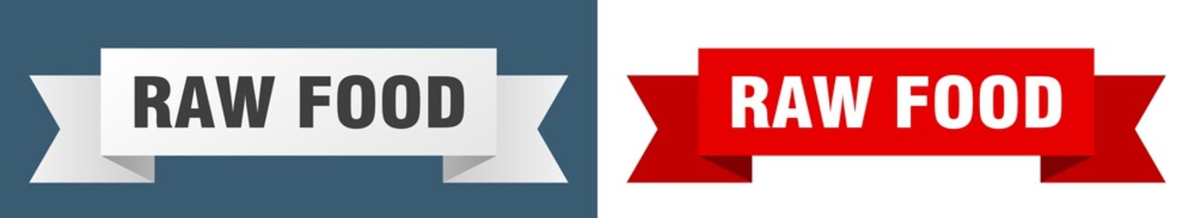 raw food ribbon. raw food isolated paper sign. banner