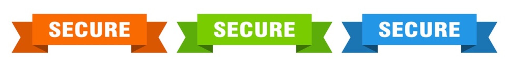 secure ribbon. secure isolated paper sign. banner