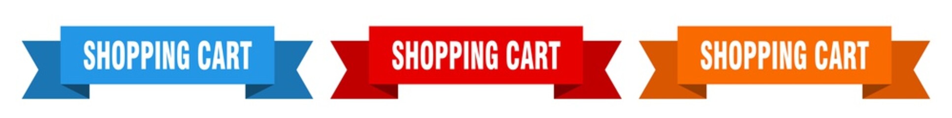 shopping cart ribbon. shopping cart isolated paper sign. banner