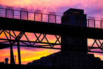 Losanna, Svizzera, tramonto urbano