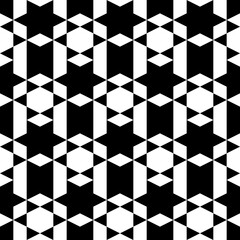 Seamless pattern.Geometric backdrop. Stars, hexagons, rhombuses, triangles, trapeziums, figures ornament. Folk wallpaper. Ethnic motif. Simple background. Digital paper, abstract.