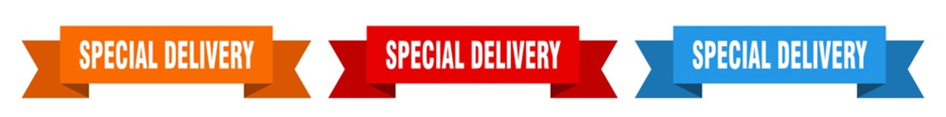 special delivery ribbon. special delivery isolated paper sign. banner