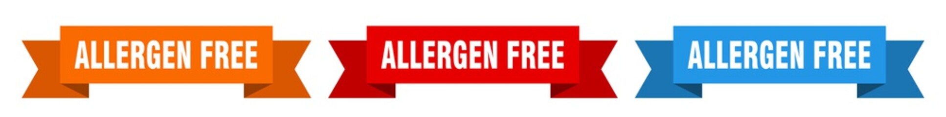 allergen free ribbon. allergen free isolated paper sign. banner