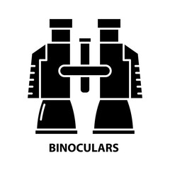 binoculars icon, black vector sign with editable strokes, concept illustration