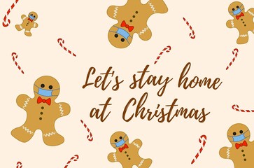 Gingerbread man wishes merry Christmas and healthy new year