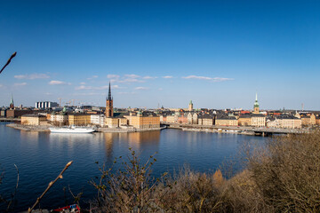 Naklejka premium Sweden Stockholm harbour Sea border in spring