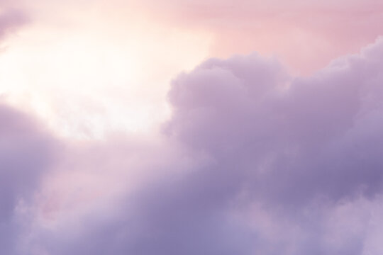 Soft Pink Clouds In Sunset Sky