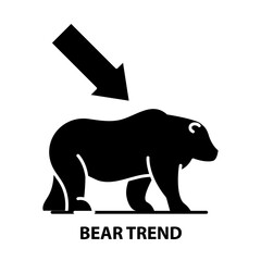 bear trend icon, black vector sign with editable strokes, concept illustration