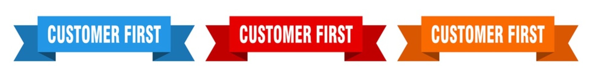 customer first ribbon. customer first isolated paper sign. banner
