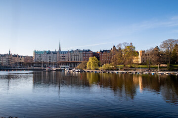 Sunny Stockholm Capital of Sweden in Spring streets