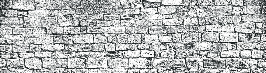Ancient stone wall texture overlay. Black and white grunge background. Vector EPS10.