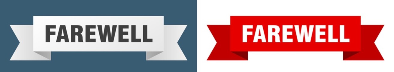 farewell ribbon. farewell isolated paper sign. banner