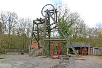 Fototapeta na wymiar coal mine headframe in the Black Country, England