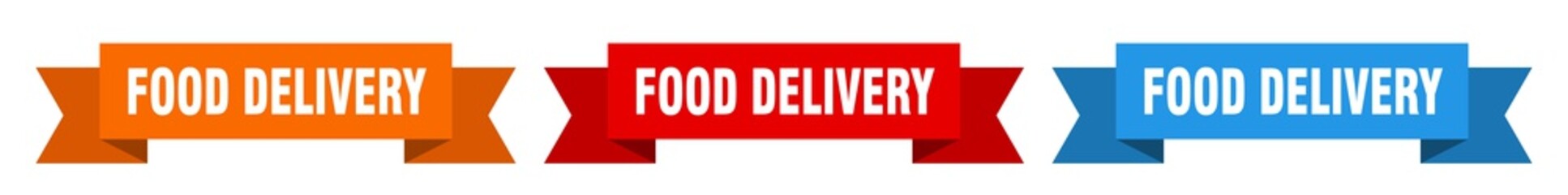 food delivery ribbon. food delivery isolated paper sign. banner