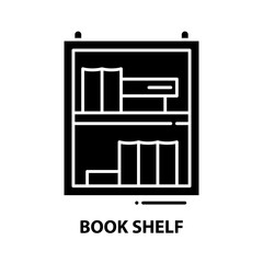 book shelf icon, black vector sign with editable strokes, concept illustration