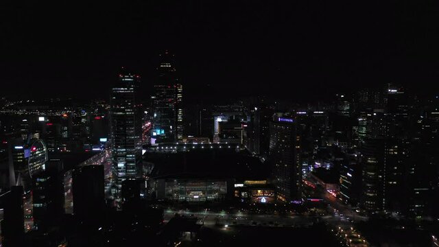 Korea. Seoul. Drone Shot Around COEX in Samseong-dong Night view