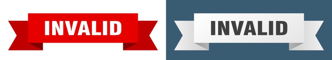 invalid ribbon. invalid isolated paper sign. banner