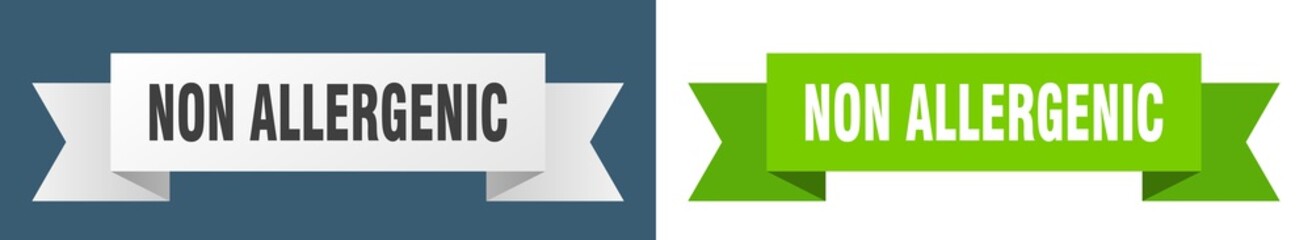 non allergenic ribbon. non allergenic isolated paper sign. banner