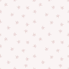 Subtle vector floral seamless pattern. Abstract background with small pink flowers scattered on white backdrop. Liberty style wallpapers. Simple elegant ditsy texture. Repeat design for print, linens